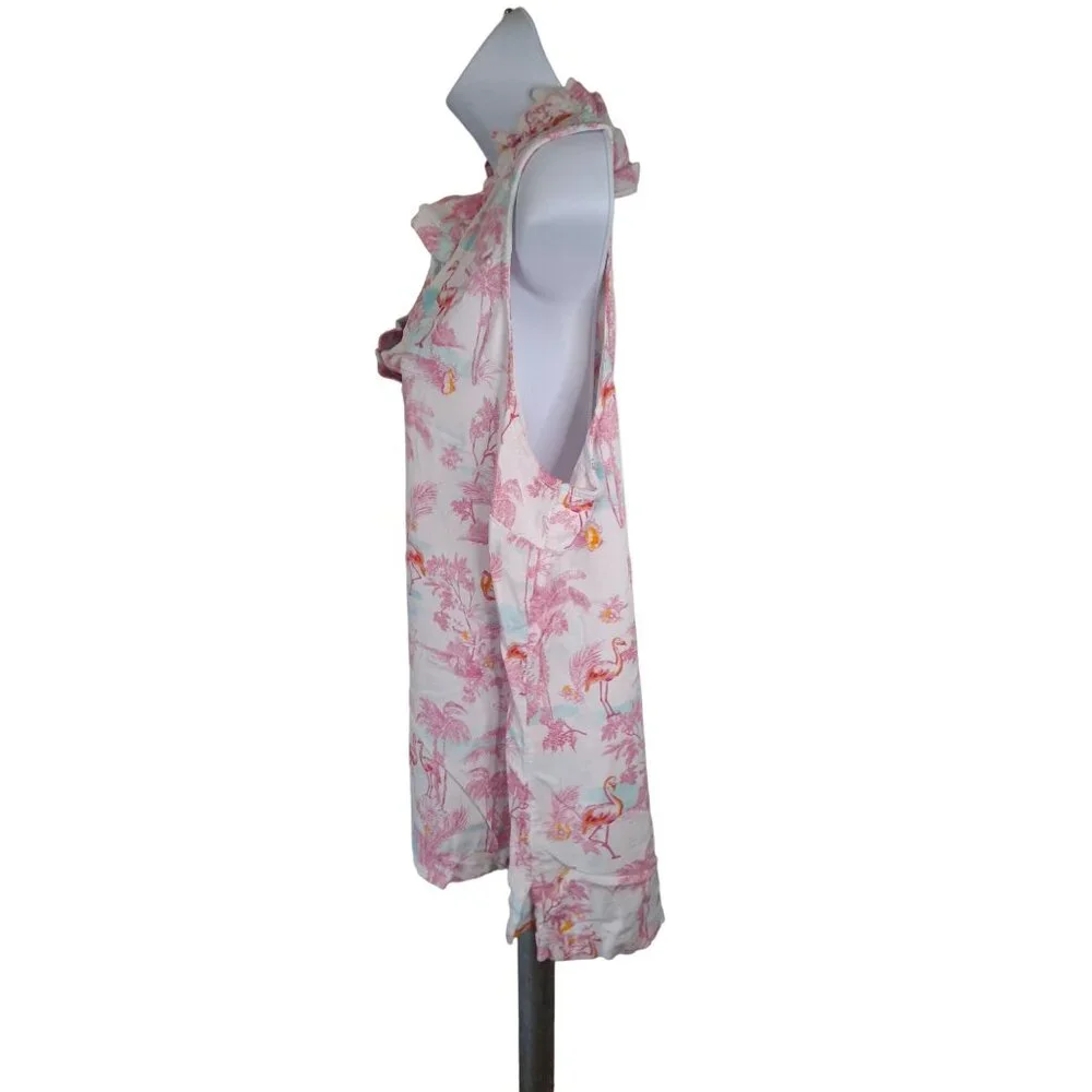 Crown & Ivy Sleeveless Ruffle Collar Blouse  Flamingo Print Womens 2XL_2